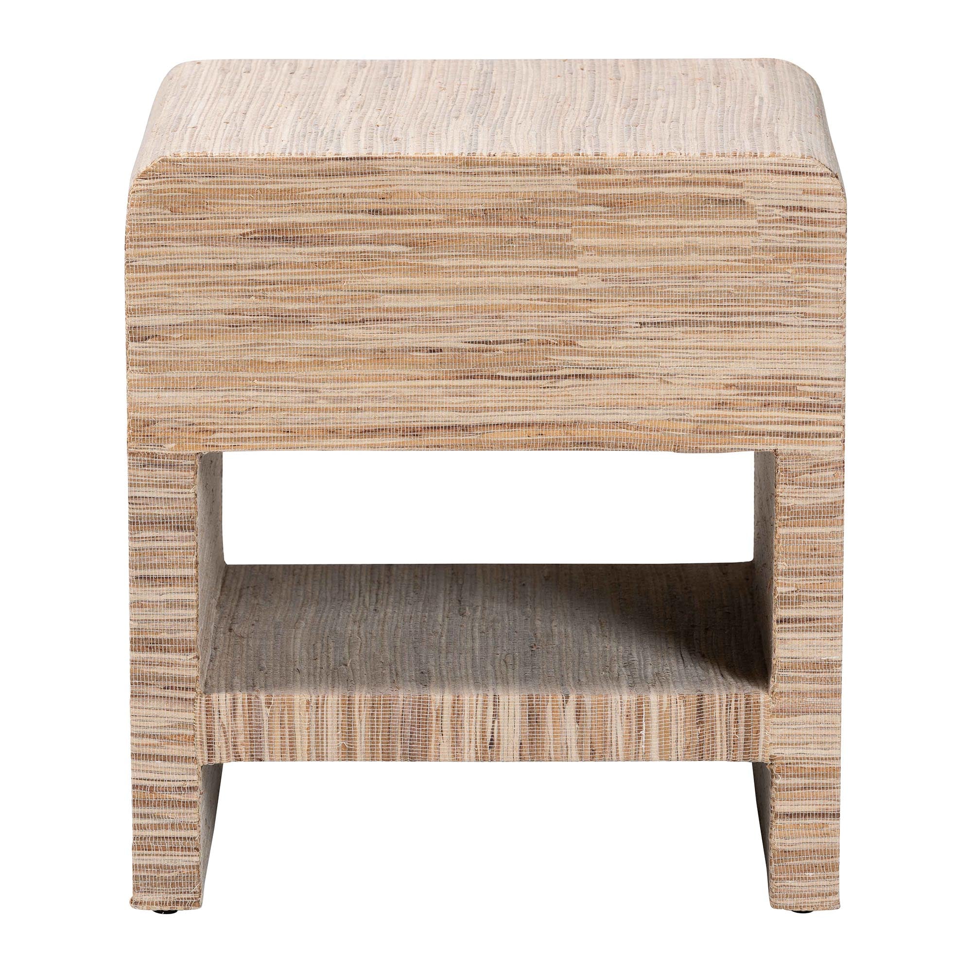 Callan Bohemian Woven Natural Grasscloth 1-Drawer Nightstand