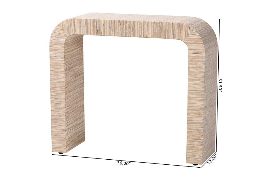 Yareli Bohemian Woven Natural Grasscloth Console Table