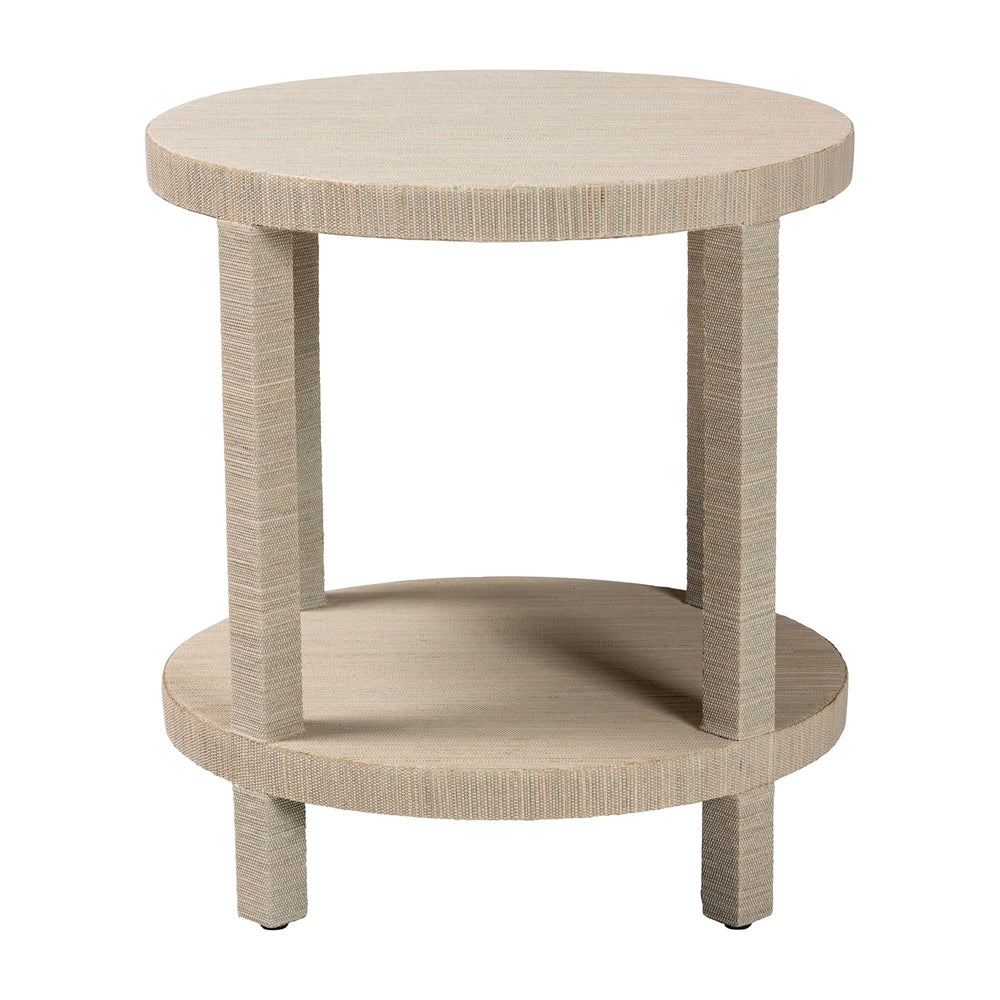 Rocco Bohemian Woven Grasscloth End Table