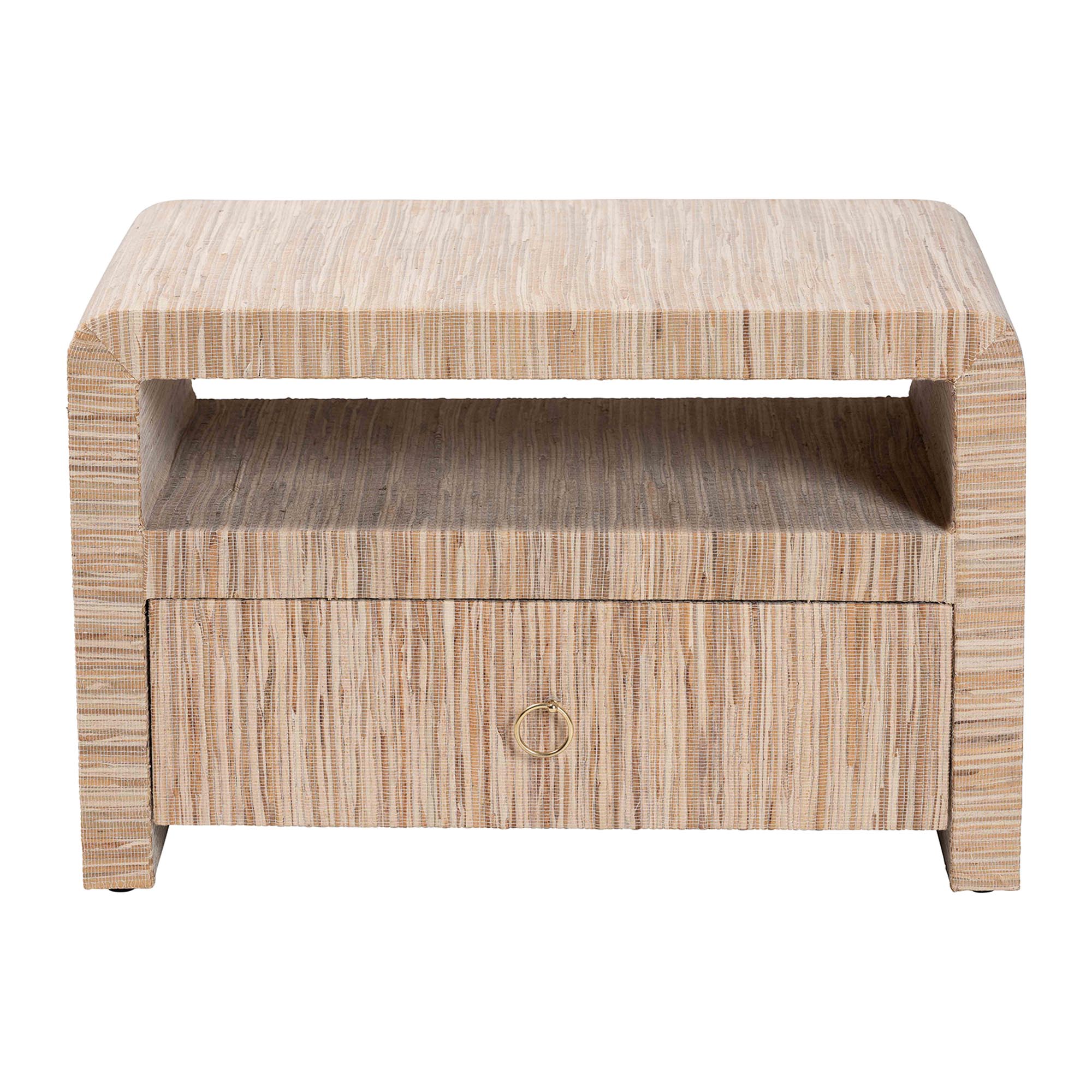 Hannah Bohemian Woven Grasscloth 1-Drawer Nightstand