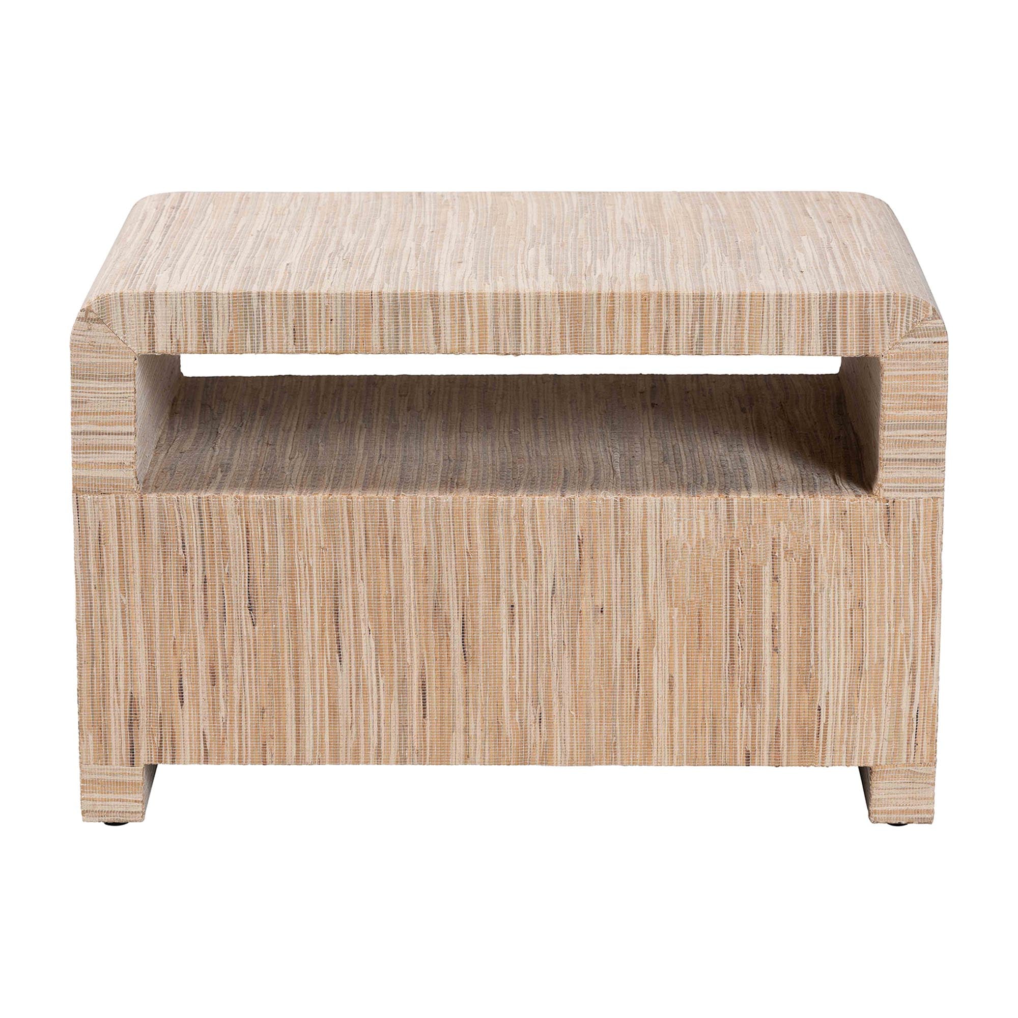 Hannah Bohemian Woven Grasscloth 1-Drawer Nightstand