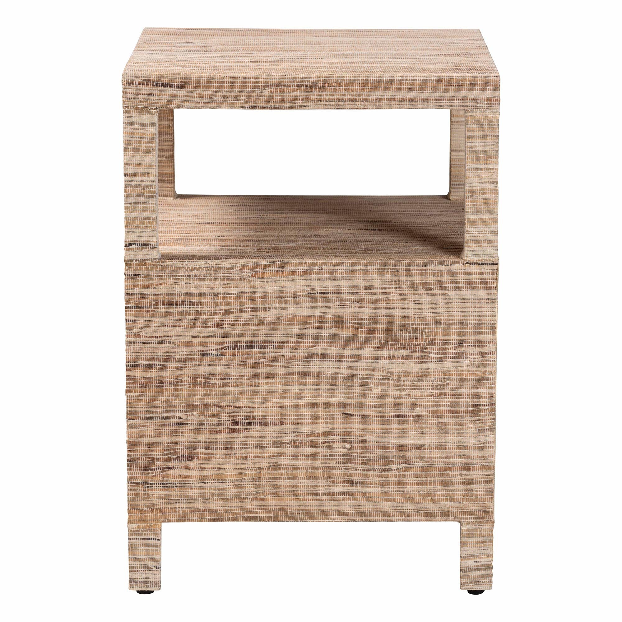 Paine Bohemian Woven Grasscloth 2-Drawer Nightstand