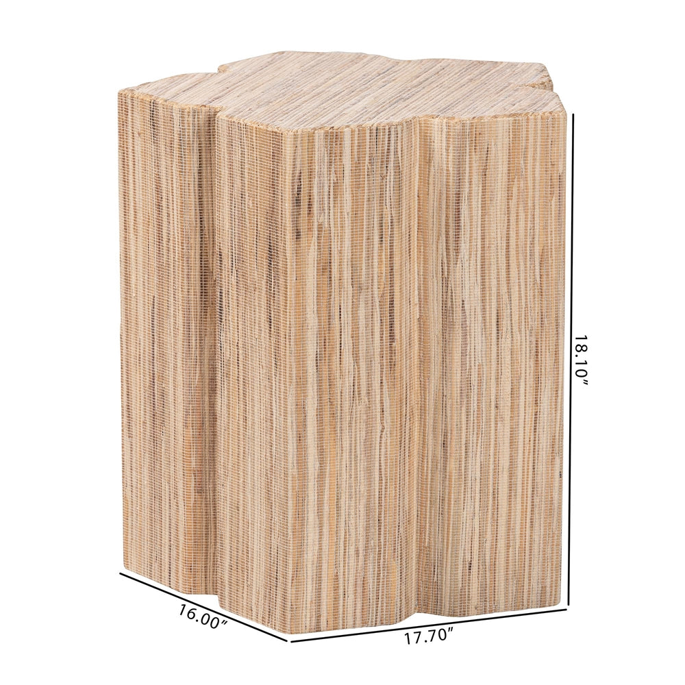 Janeth Bohemian Woven Grasscloth End Table