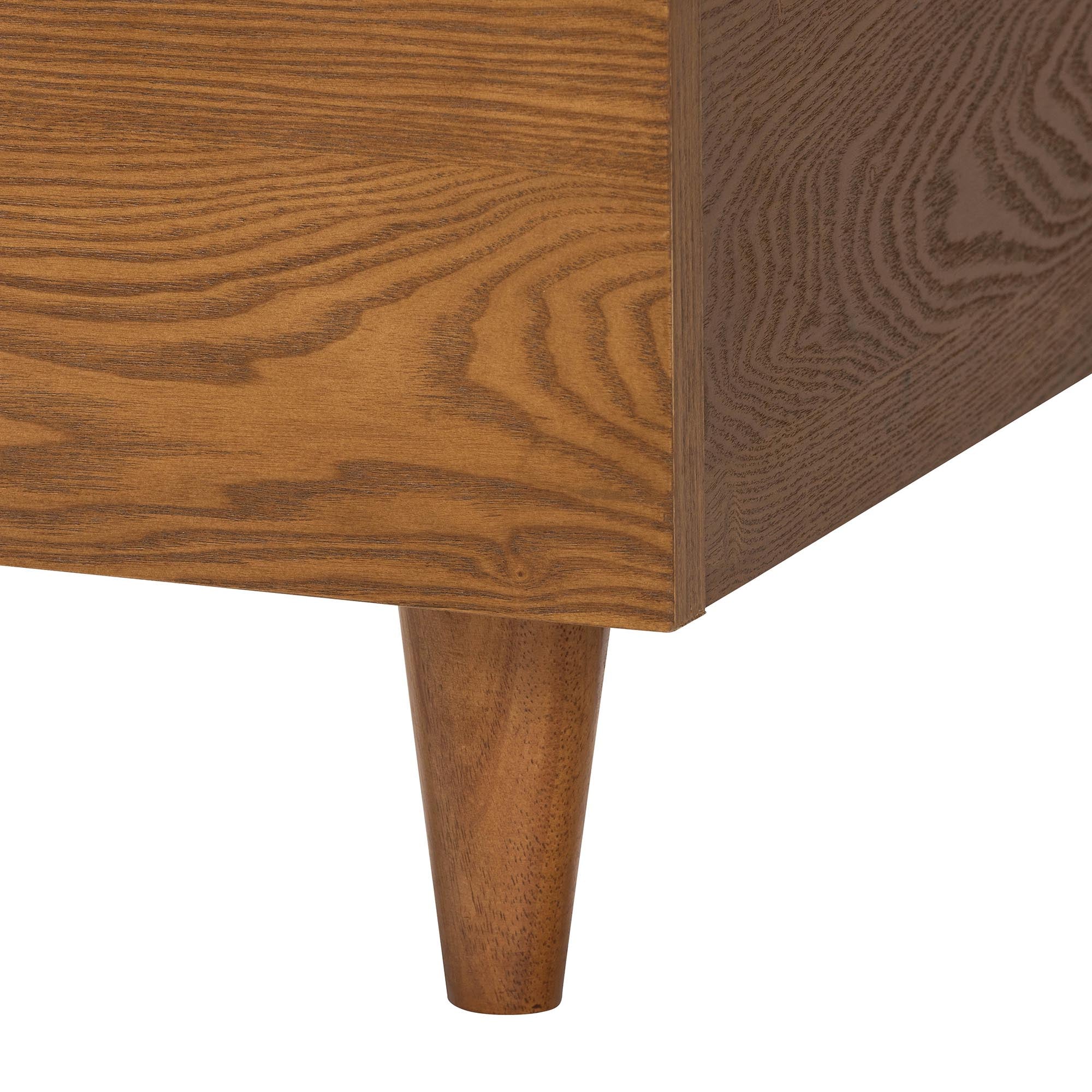 Bernice Japandi Cream Boucle and Walnut Brown Wood Queen Bed