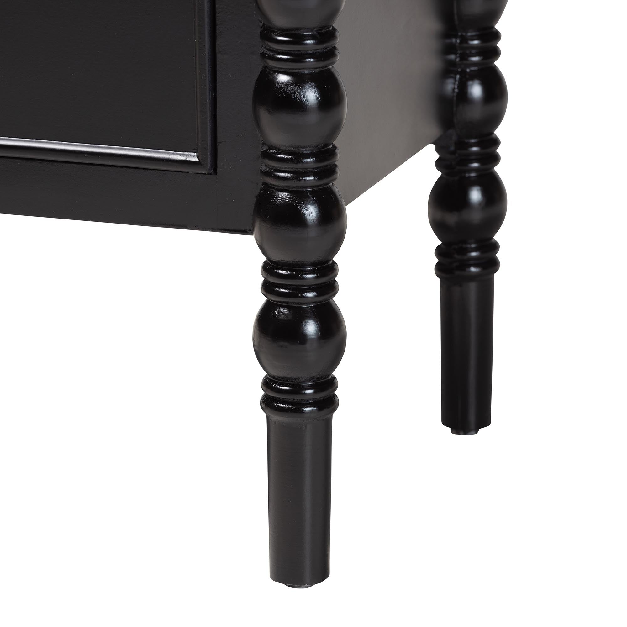 Malinda Classic Black Wood 3-Drawer End Table with Spindle Legs