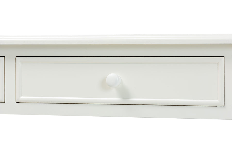 Malinda Classic White Wood 2-Drawer Console Table with Spindle Legs