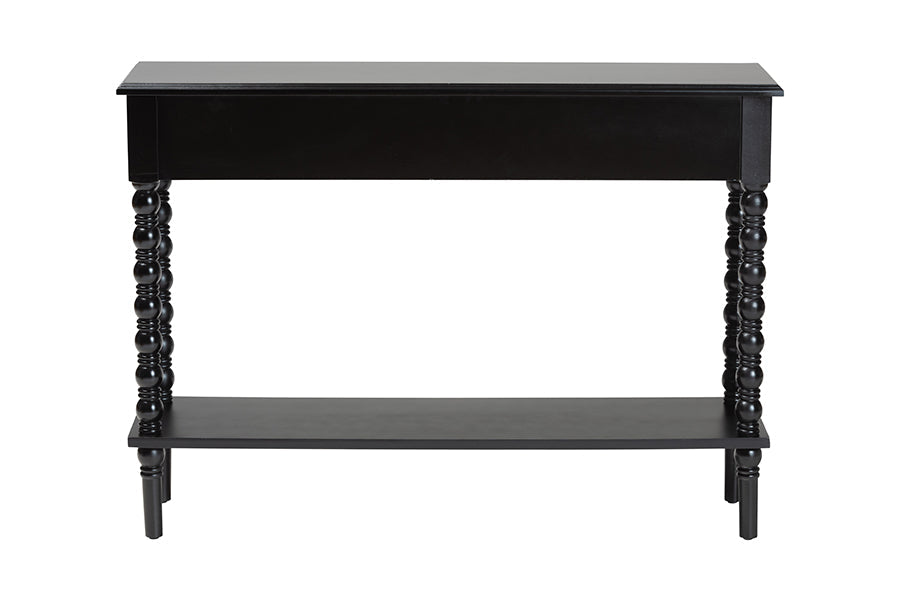 Malinda Classic Black Wood 2-Drawer Console Table with Spindle Legs