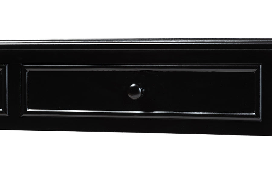 Malinda Classic Black Wood 2-Drawer Console Table with Spindle Legs