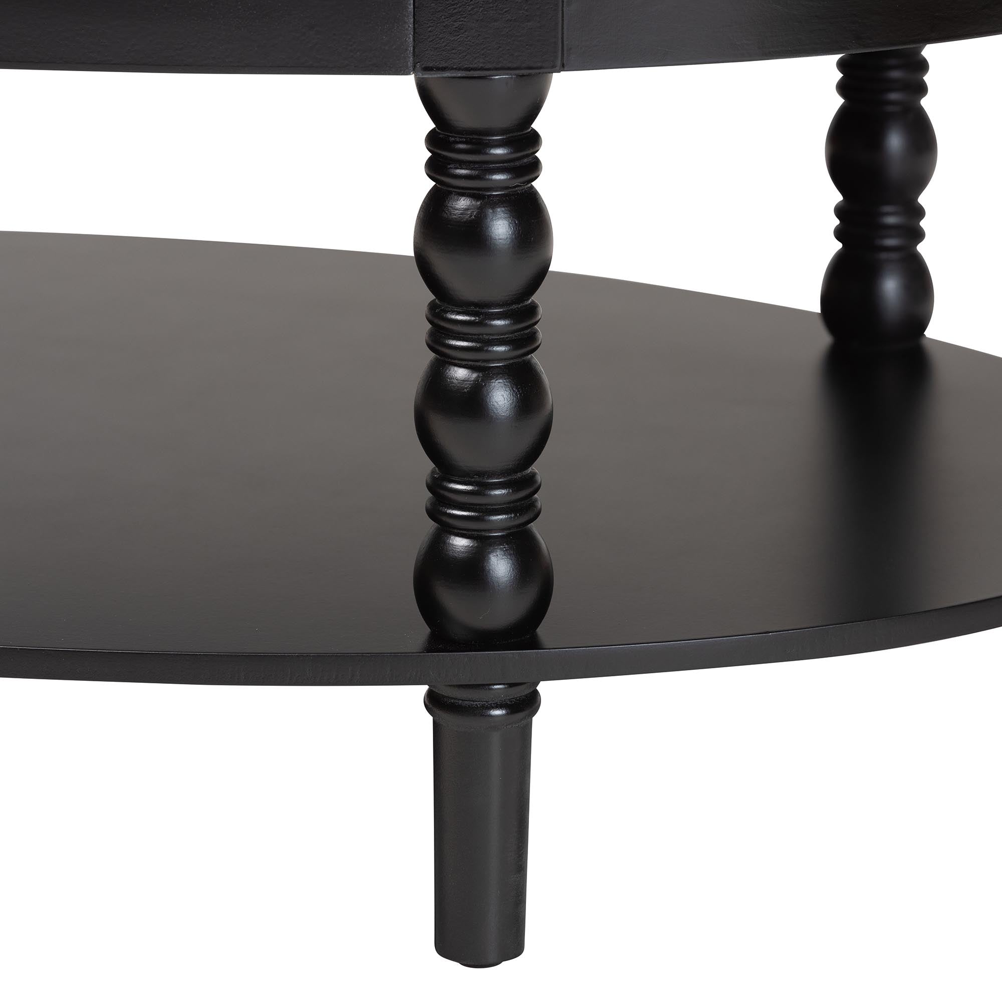 Malinda Classic Black Wood 1-Drawer Coffee Table with Spindle Legs