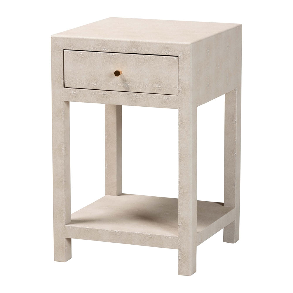 Dansby Modern Beige Faux Shagreen 1-Drawer End Table