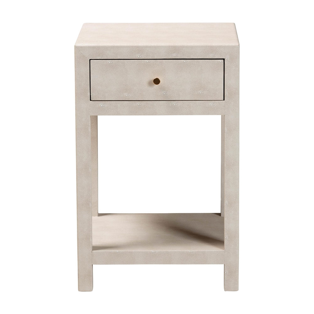 Dansby Modern Beige Faux Shagreen 1-Drawer End Table