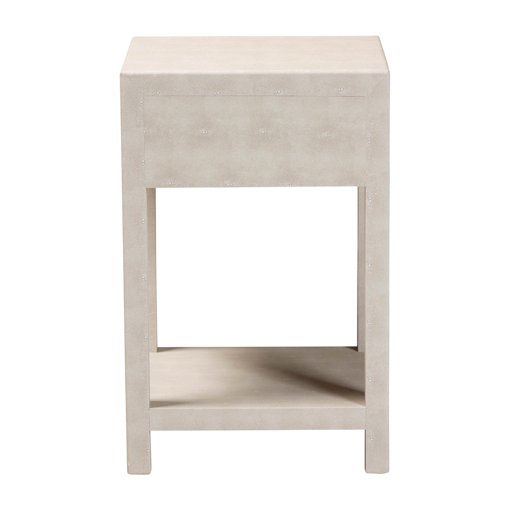 Dansby Modern Beige Faux Shagreen 1-Drawer End Table