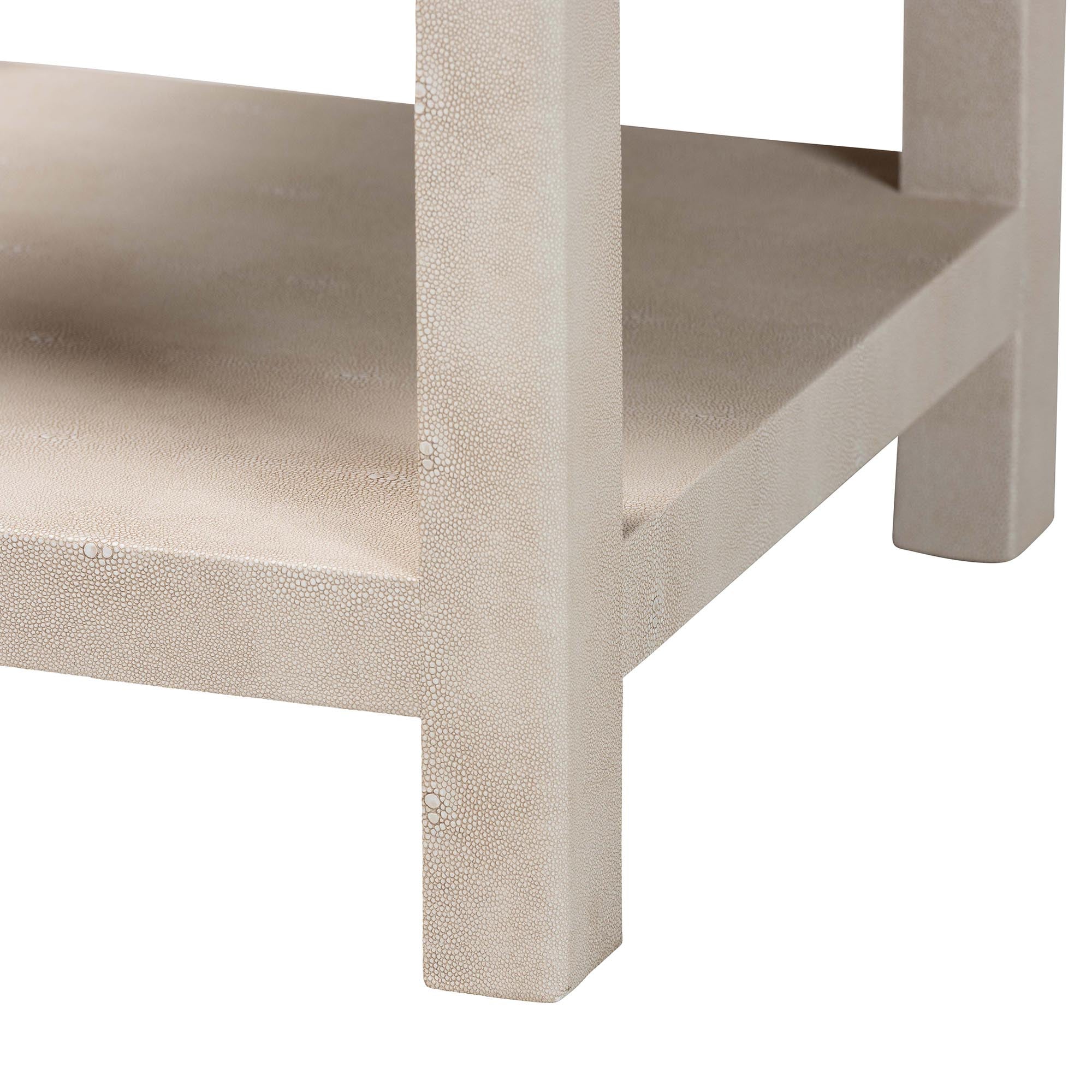 Dansby Modern Beige Faux Shagreen 1-Drawer End Table