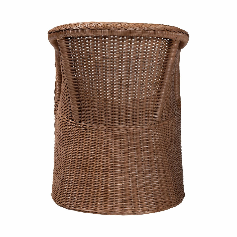 Memphis Bohemian Peanut Brown Braided Rattan Arm Chair