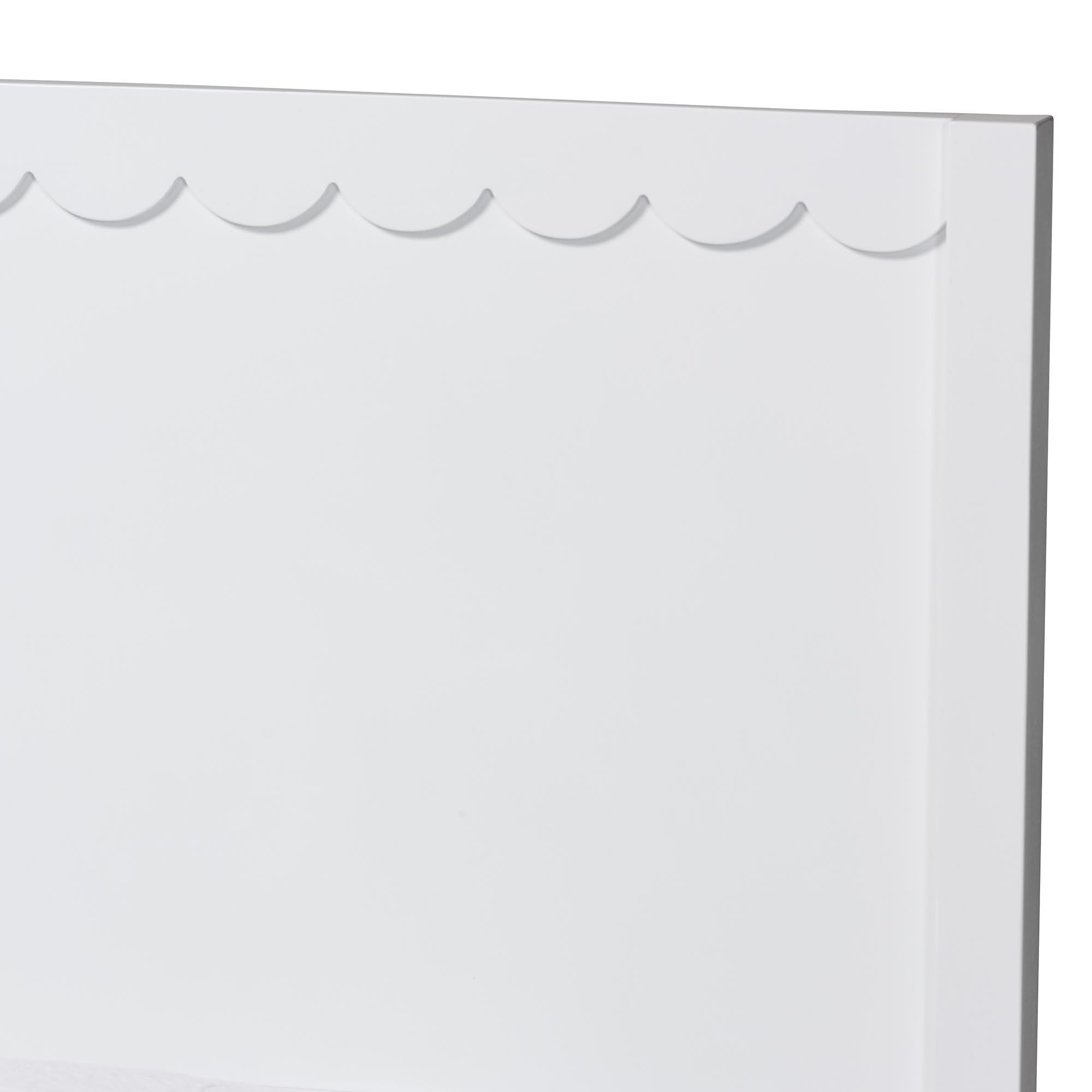 Roni Modern White Wood Twin Platform Bed with Scalloped Edges