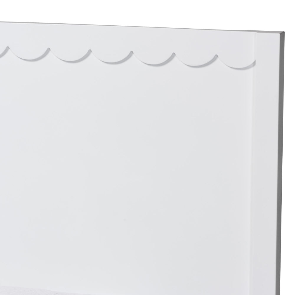 Roni Modern White Wood Full Platform Bed with Scalloped Edges