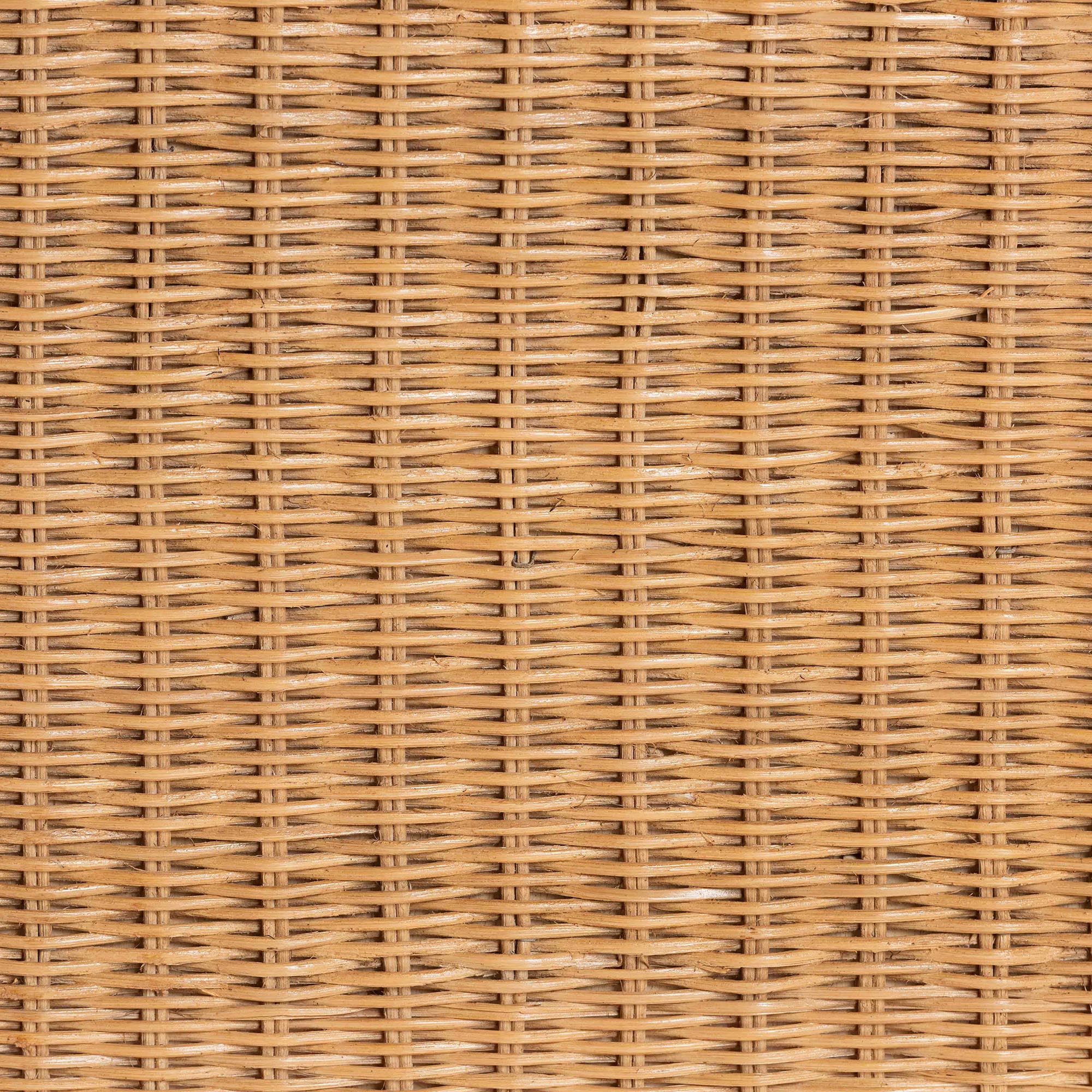 Palm Scallop Natural Rattan Ottoman with Cushion - Handwoven Wicker Accent Bench for Living Room, Bedroom or Entryway, Coastal Boho Style Accent Furniture, Rectangle