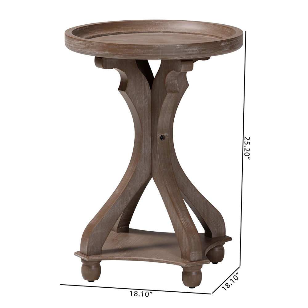 Westlyn French Country Antique Brown Wood End Table