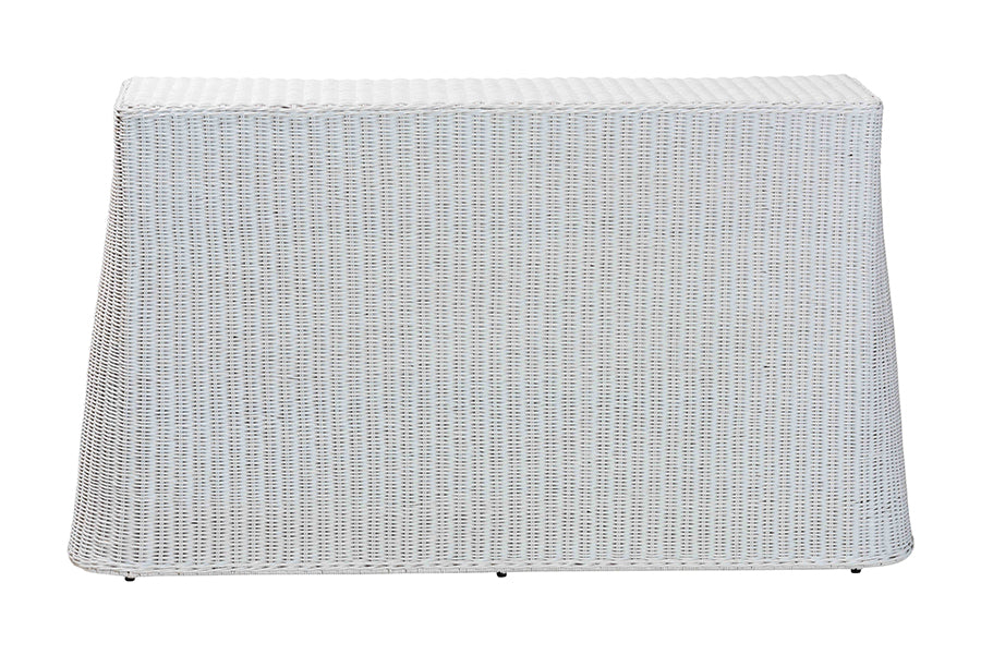 Palm Bohemian White Scallop Rattan Console Table