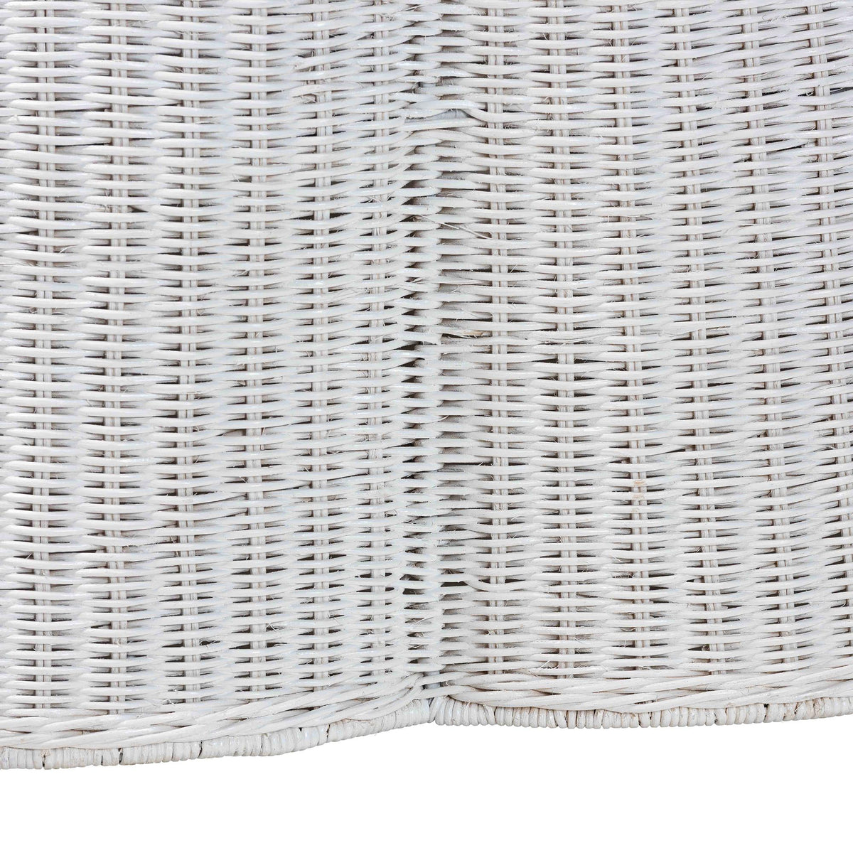 Palm Scalloped White Rattan Coffee Table