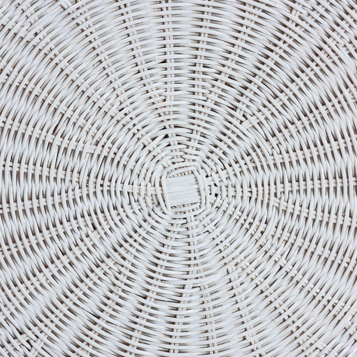 Palm Scalloped White Rattan Coffee Table