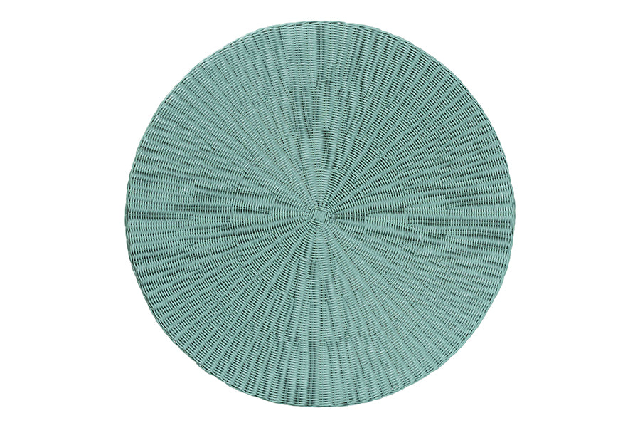 Palm Bohemian Seafoam Green Scalloped Rattan Coffee Table