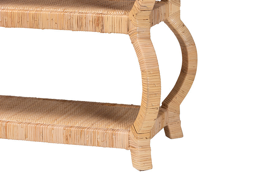 Dalida Bohemian Natural Rattan 3-Tier Console Table