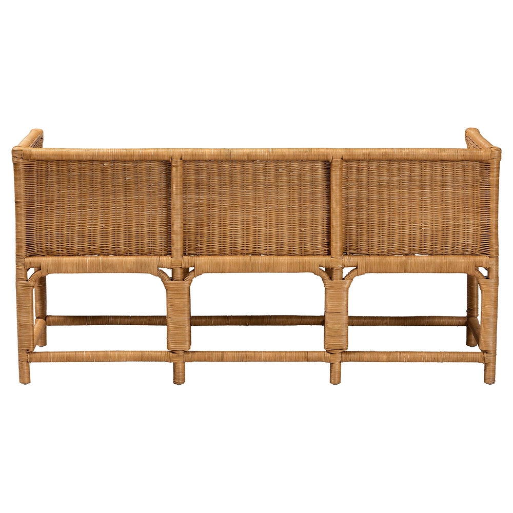Seranay Bohemian Scallop Light Honey Rattan Accent Bench