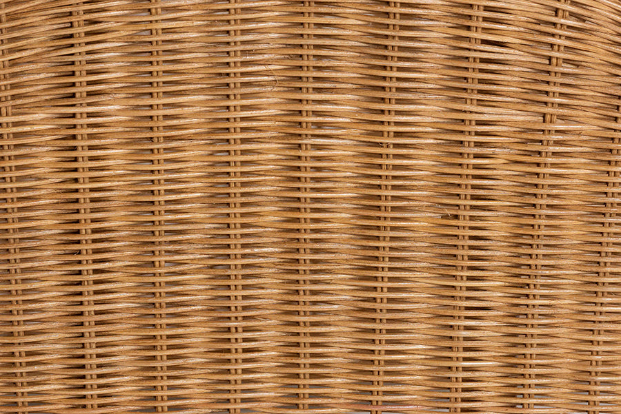 Paisley Bohemian Scallop Light Honey Rattan Console Table