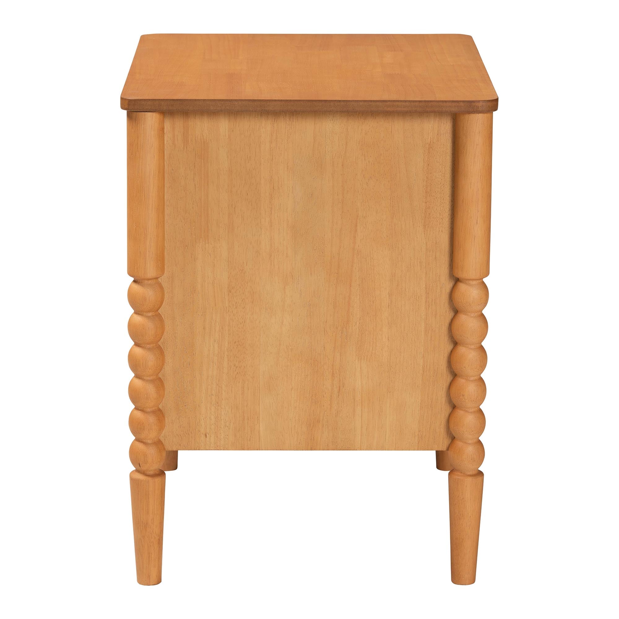 Lucera Mid-Century Oak Brown 2-Drawer Bobbin Nightstand