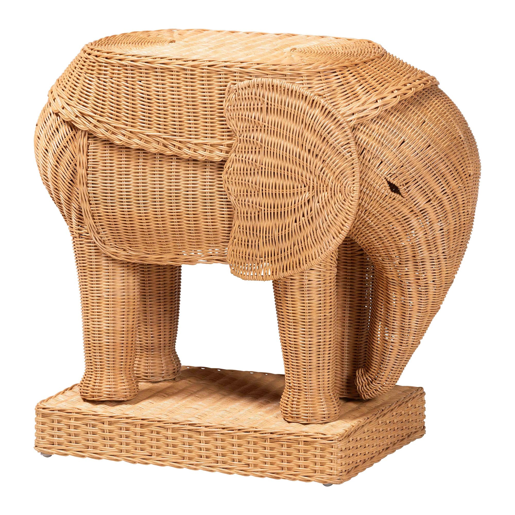 Elissa Bohemian Light Honey Rattan Elephant End Table