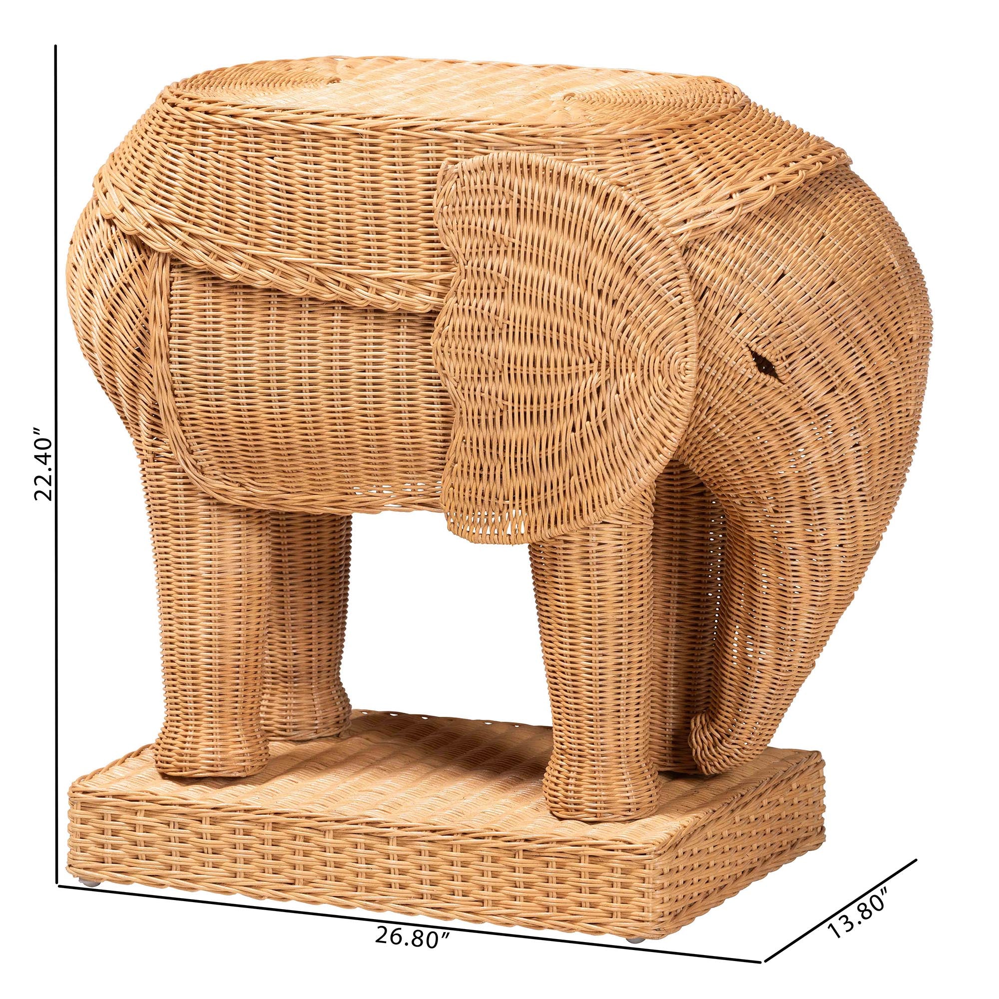 Elissa Bohemian Light Honey Rattan Elephant End Table
