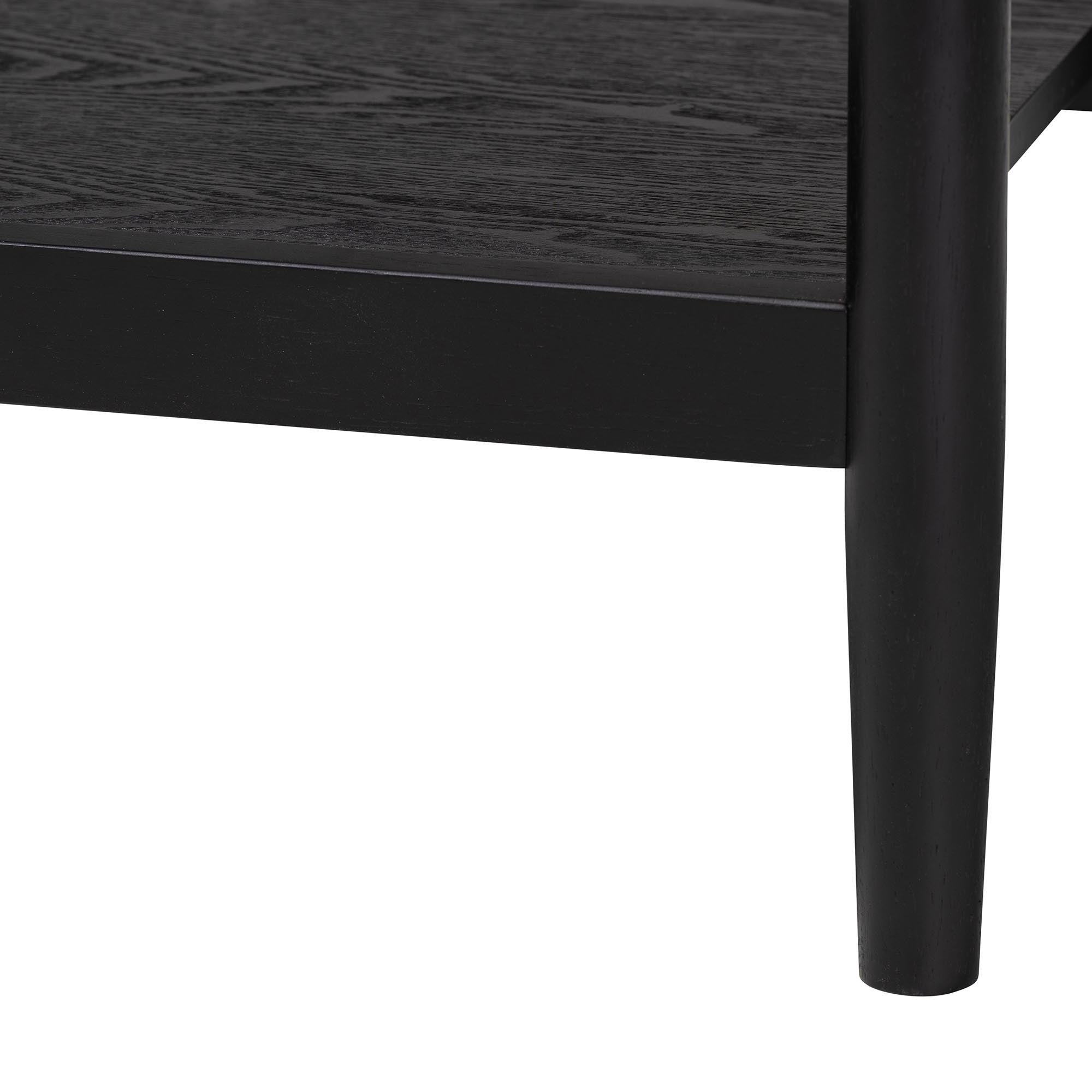 Shirin Mid-Century Beige Fabric and Black Wood 1-Drawer Nightstand