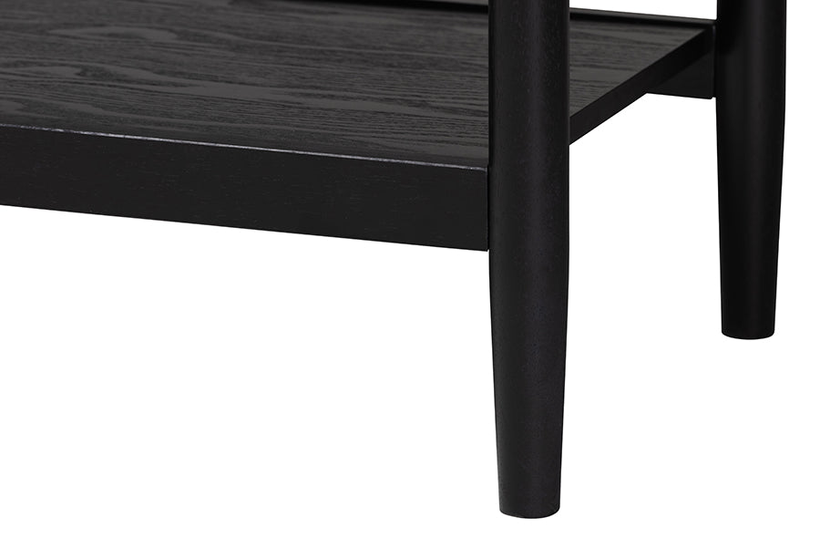 Florica Art Deco Black Wood Queen 4-Piece Bedroom Set