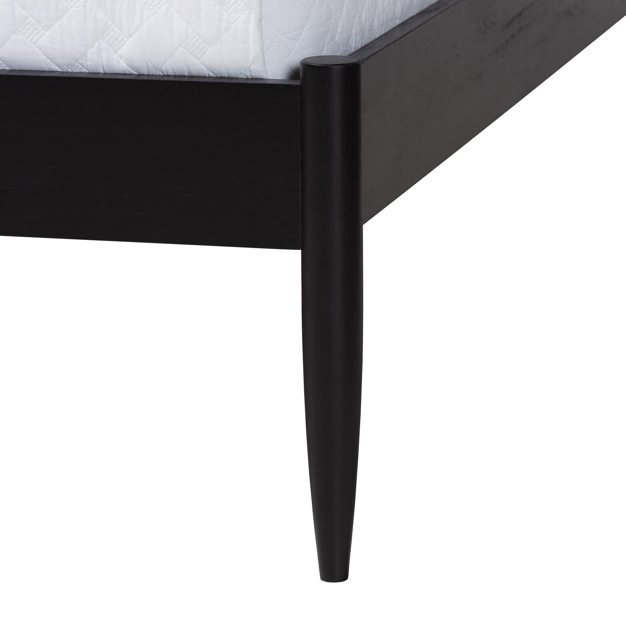 Florica Art Deco Black Wood Queen Platform Bed