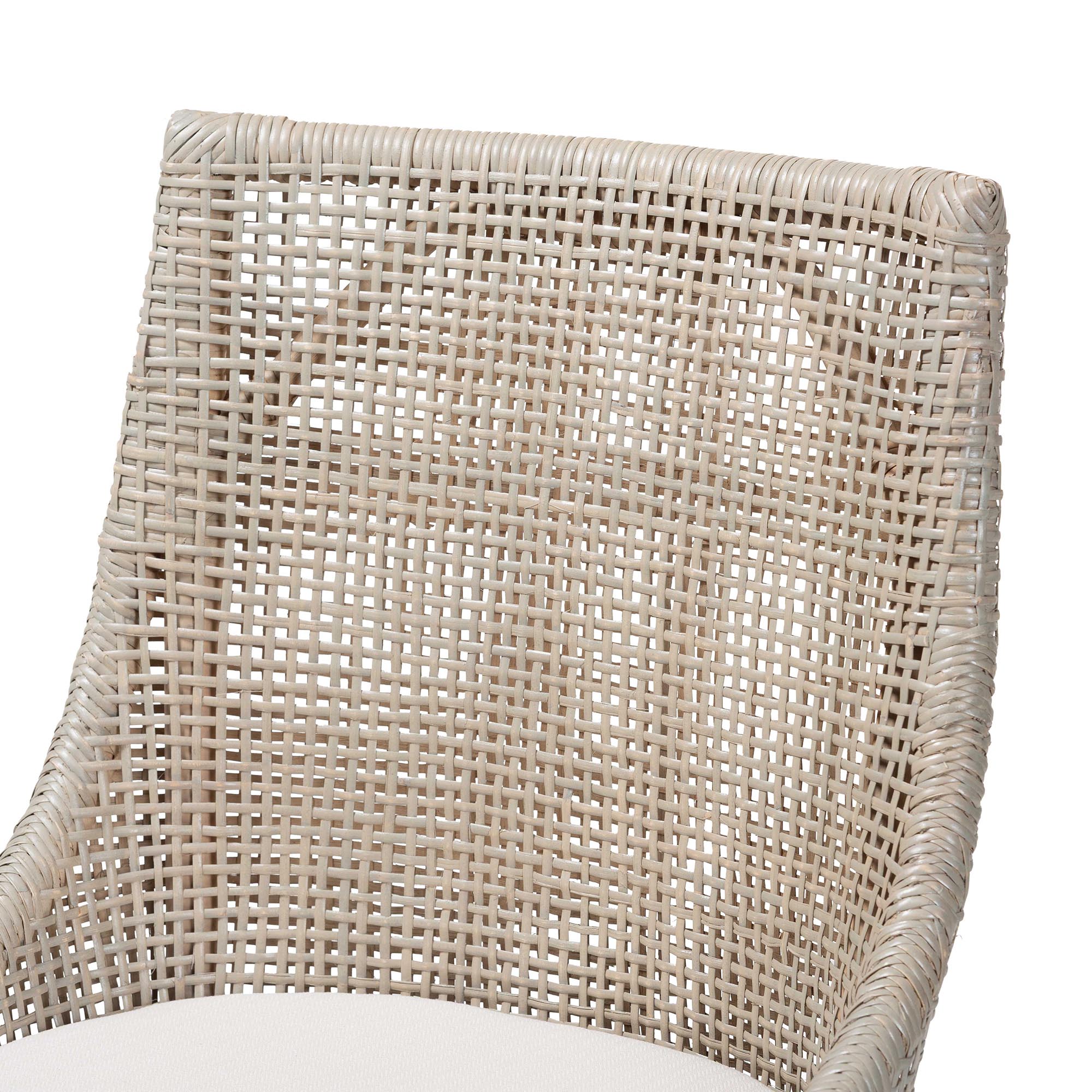 Bella Swivel Rattan Counter Stool with Cushion - Handwoven Wicker Kitchen Island Seating with Backrest and Footrest, French Grey