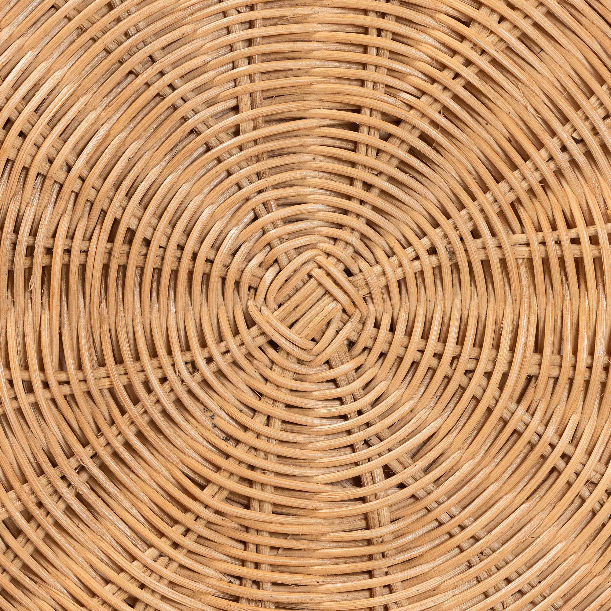 Caroline Round Natural Rattan End Table - Handwoven Wicker Drum Shape Accent Table for Living Room or Sunroom, Light Honey