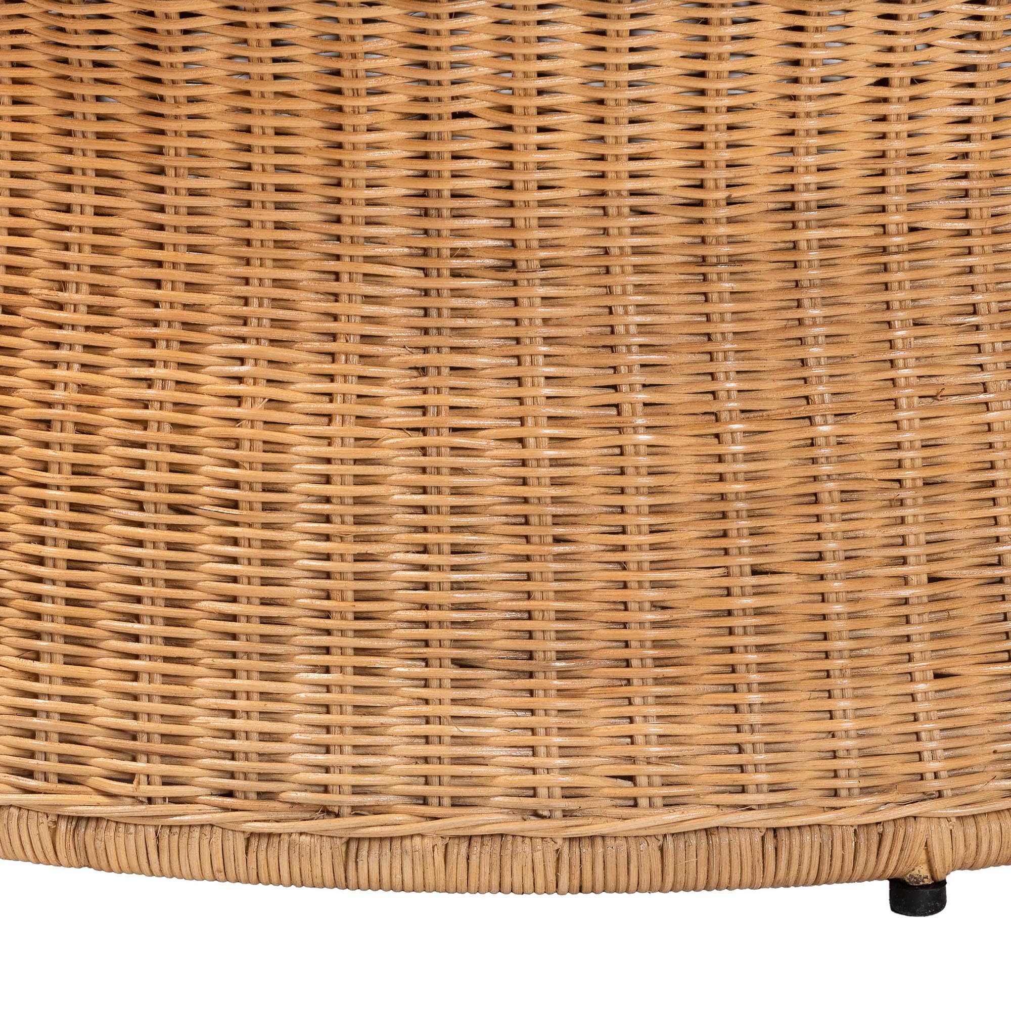 Caroline Round Natural Rattan Coffee Table - Handwoven Wicker Drum Shape Accent Table for Living Room or Sunroom, Light Honey