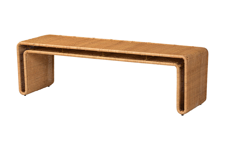 Nevada Bohemian Light Honey Rattan Accent Bench