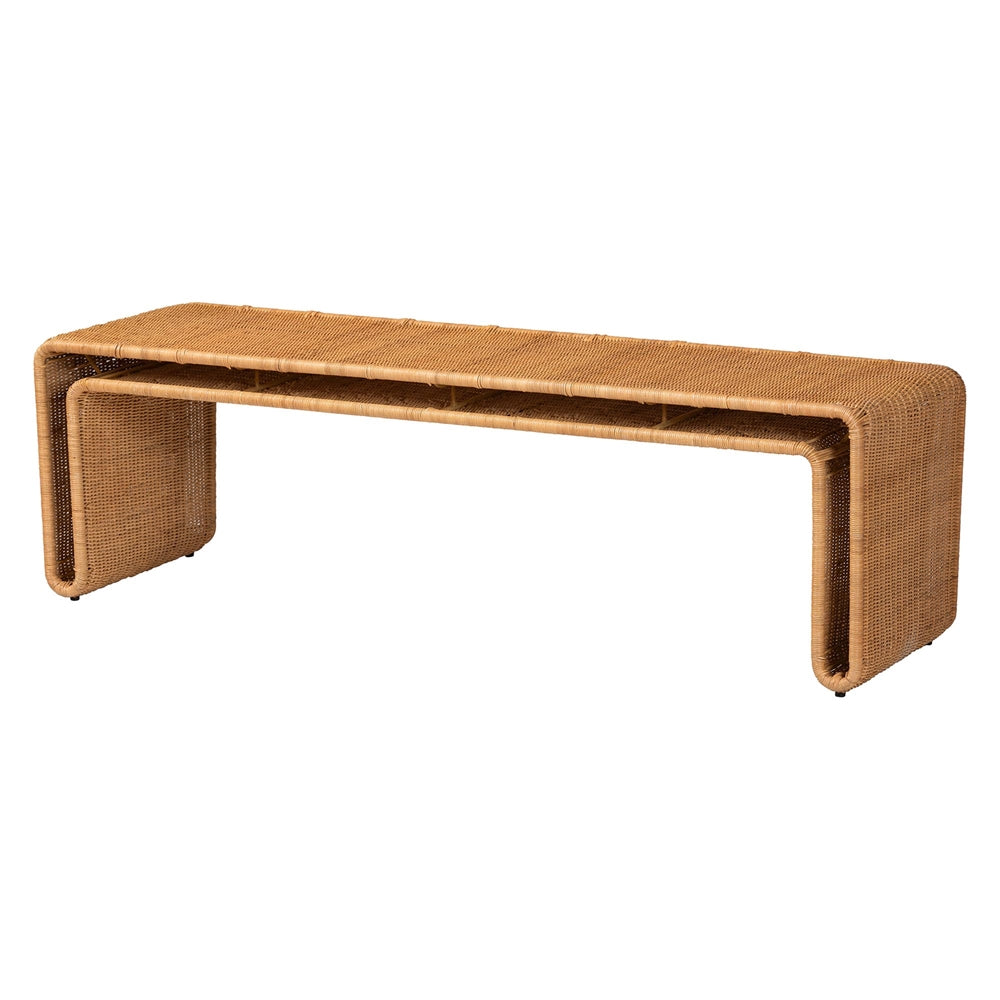 Nevada Bohemian Light Honey Rattan Accent Bench