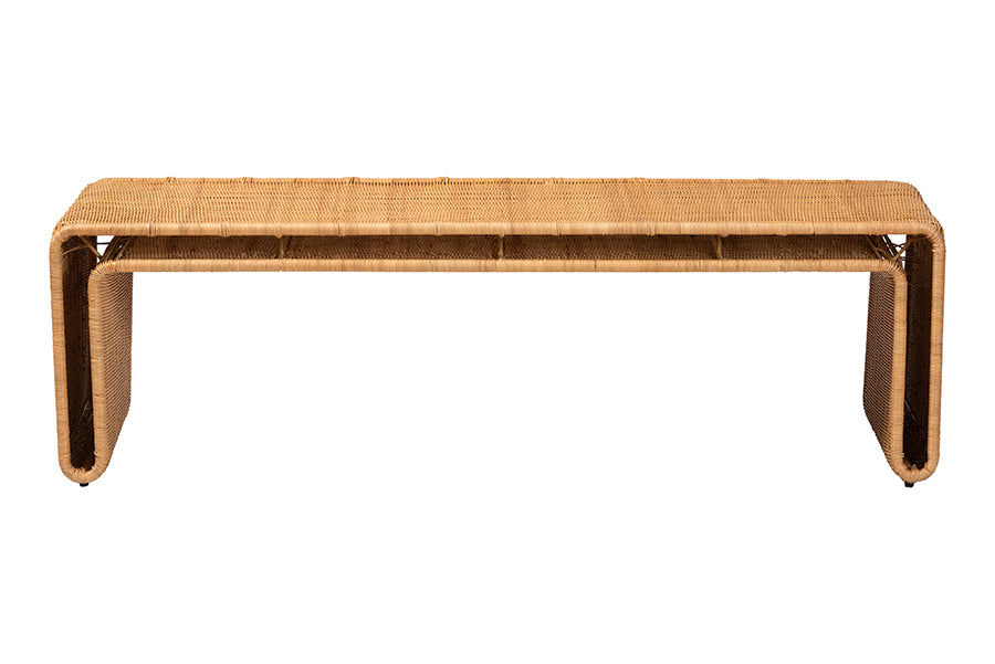 Nevada Bohemian Light Honey Rattan Accent Bench