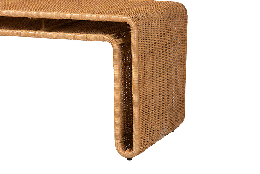 Nevada Bohemian Light Honey Rattan Accent Bench