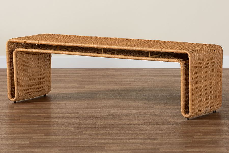 Nevada Bohemian Light Honey Rattan Accent Bench