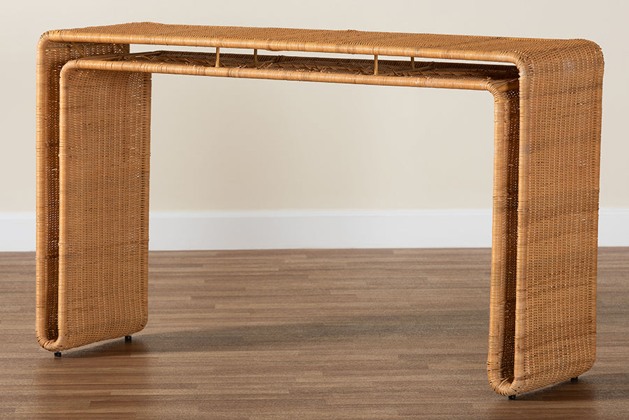 Nevada Bohemian Light Honey Rattan Console Table