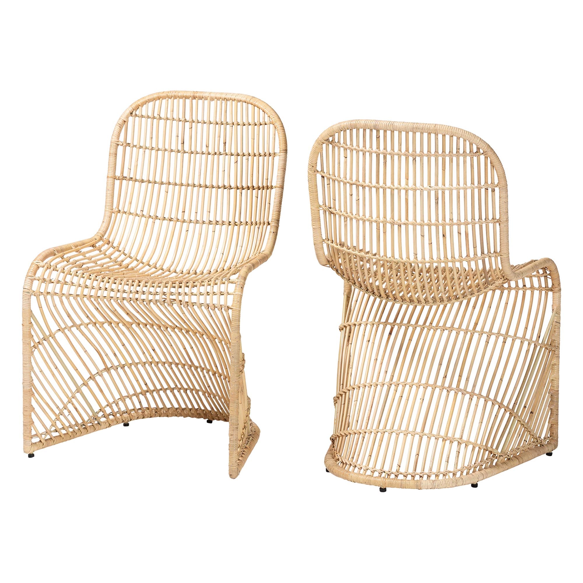 bali & pari Rosalba Bohemian Light Honey Rattan S-Curve Dining Chair
