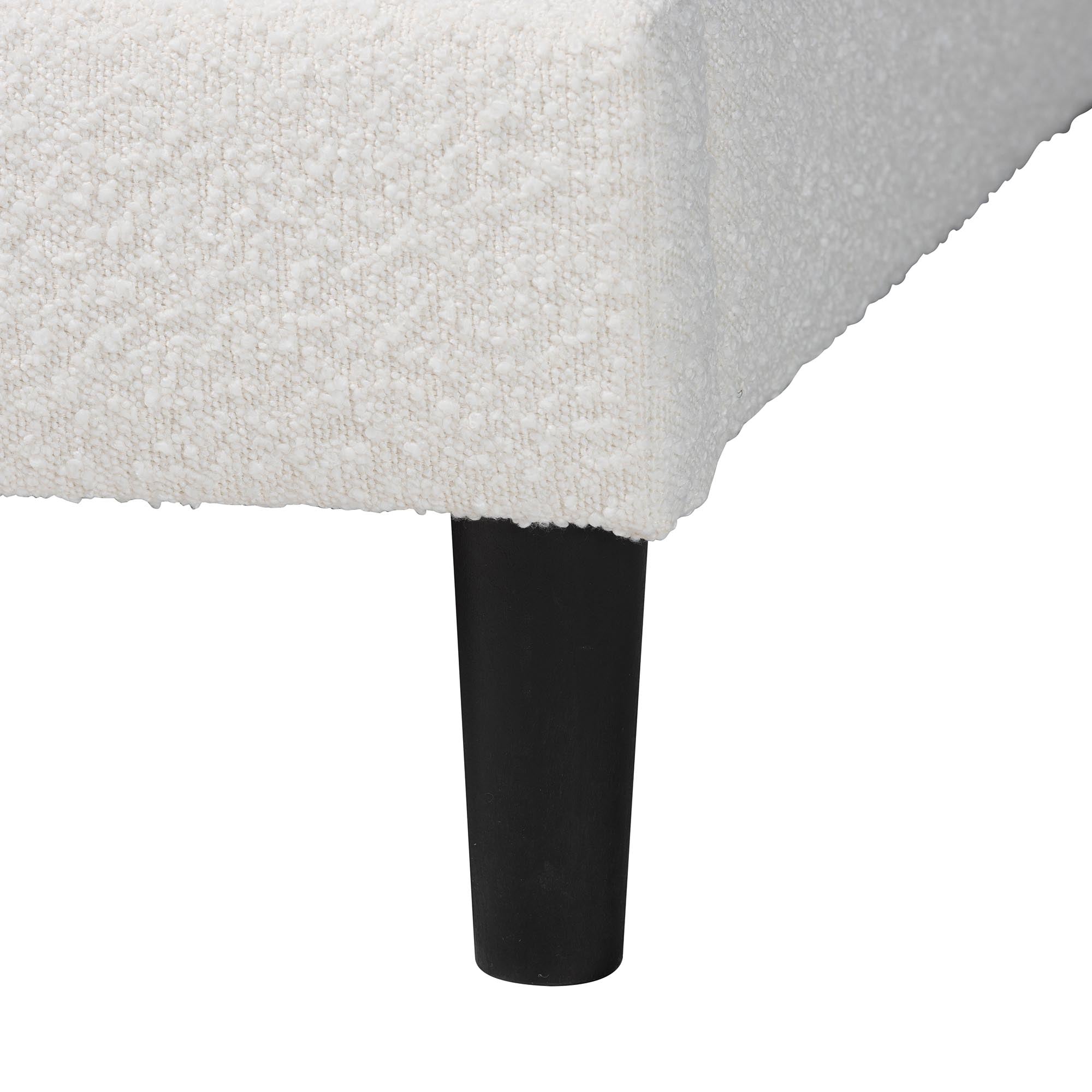 Dalton Boucle Upholstered Platform Bed - Soft Fabric Queen Size Bed Frame with Headboard, Minimalist Design, Cream