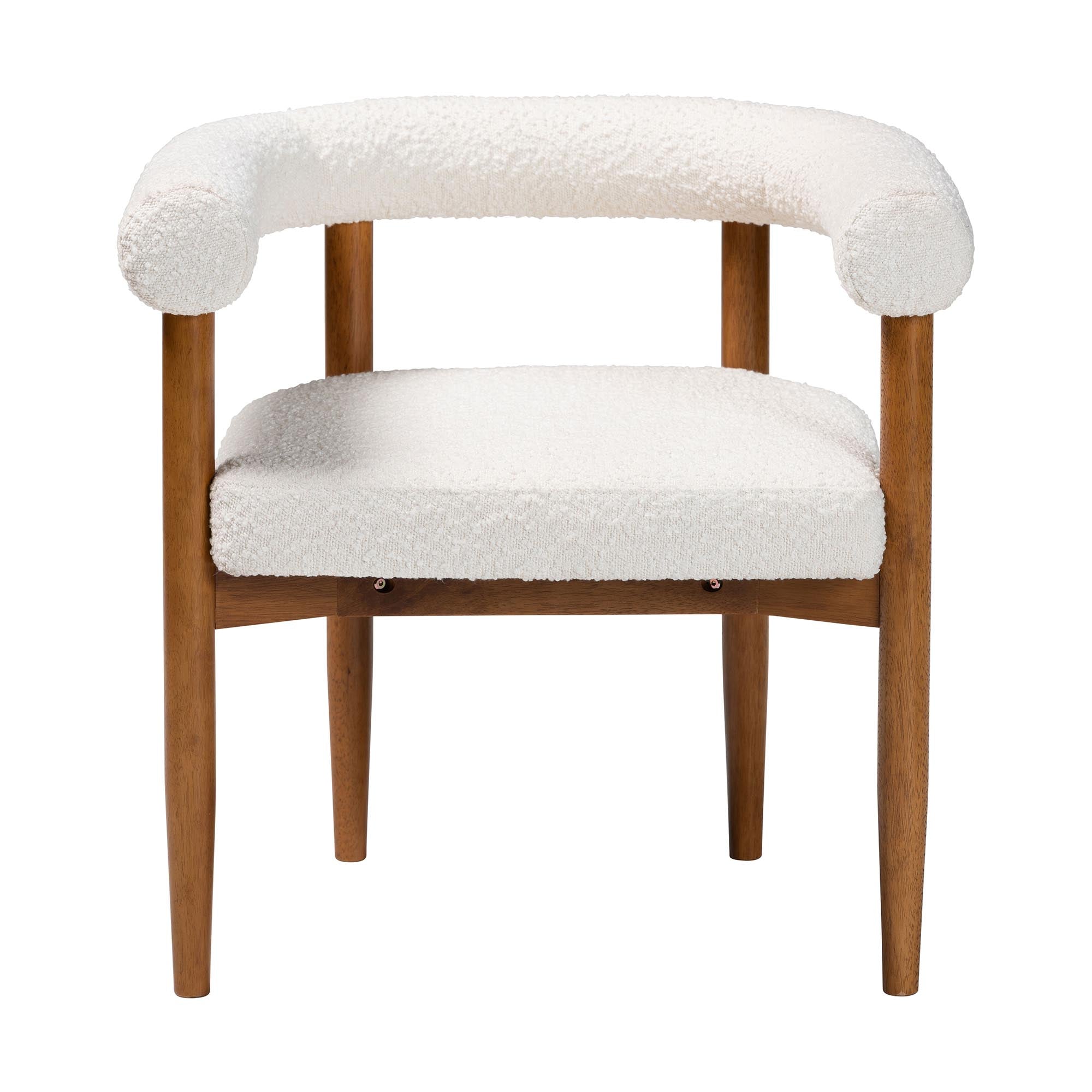 Caia Boucle Dining Chair - Modern Upholstered Accent Armchair, Cream, Minimalist Design