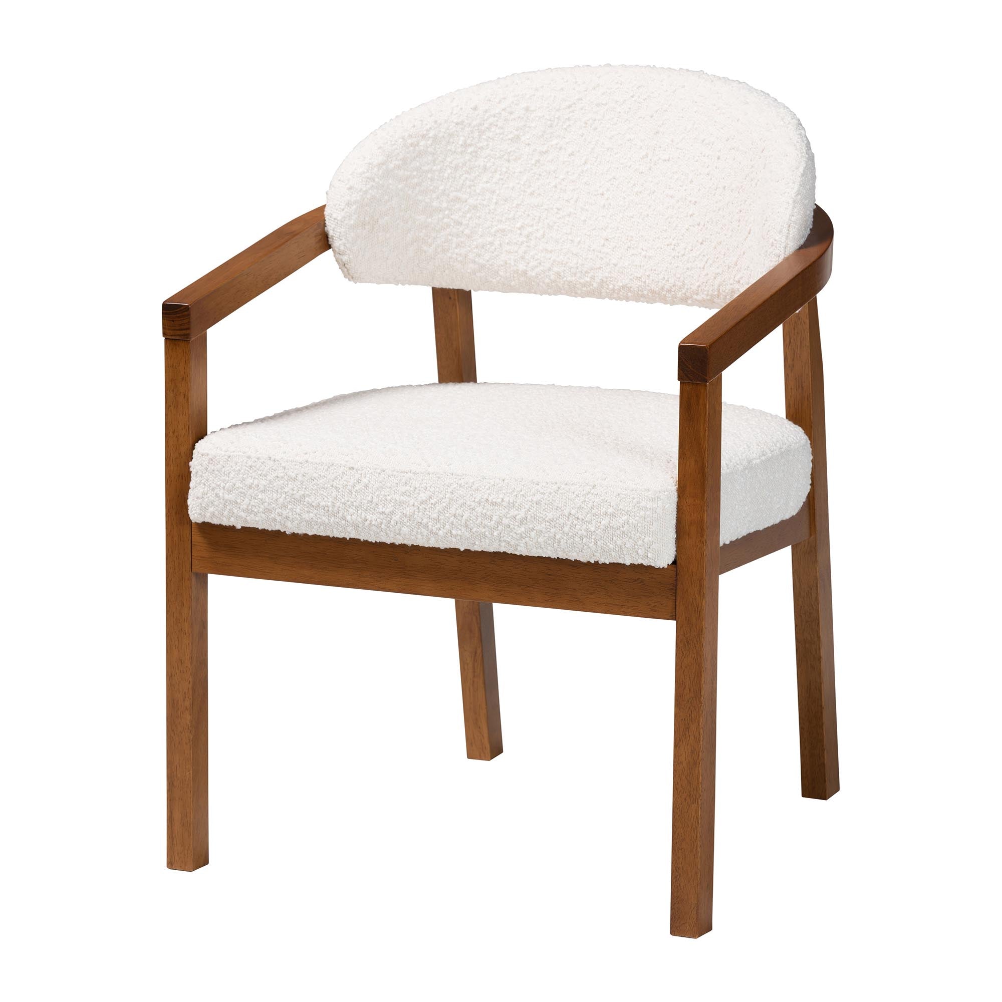 Biana Boucle Dining Chair - Modern Upholstered Accent Armchair, Cream, Minimalist Design