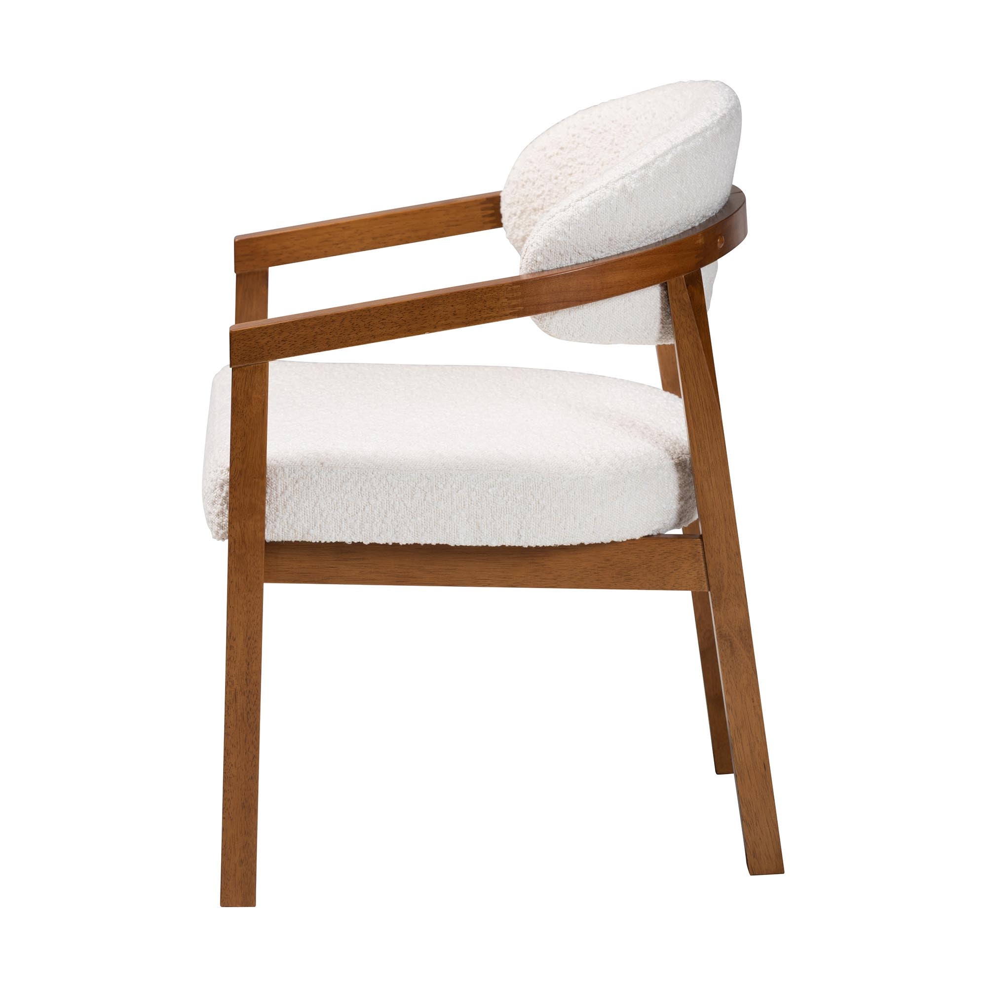 Biana Boucle Dining Chair - Modern Upholstered Accent Armchair, Cream, Minimalist Design