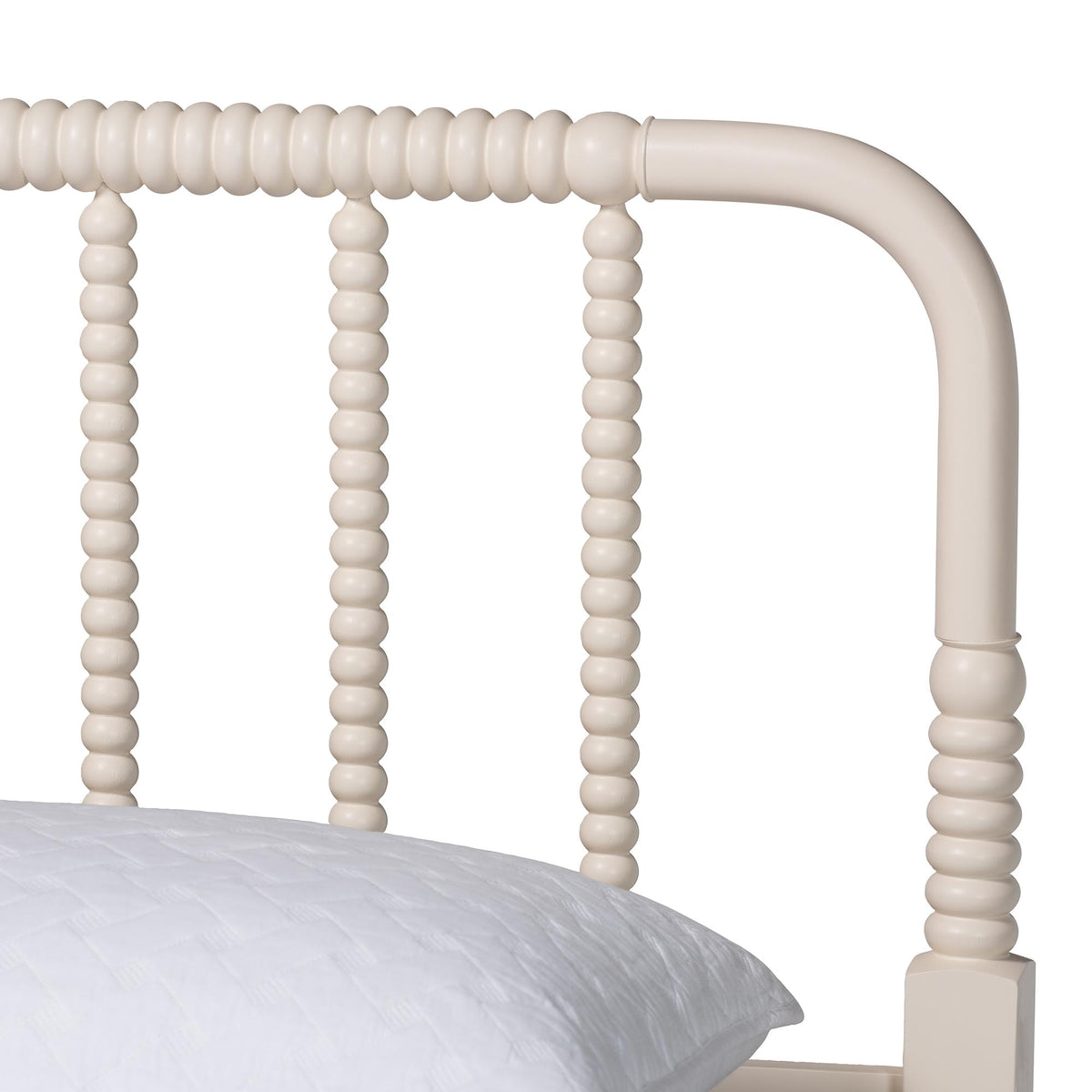 Braith Farmhouse Ivory Spindle Wood King Size Platform Bed